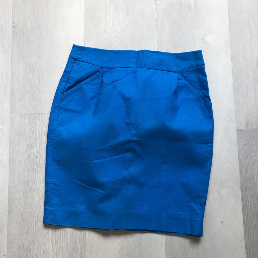 J CREW NO. 2 PENCIL COBALT BLUE SKIRT KNEE LENGTH FRONT PLEATE WOMENS 8